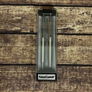 Vintage Faber Castell Ball Point Pen & Pencil Set Chrome Spain Inoxcrom 2001
